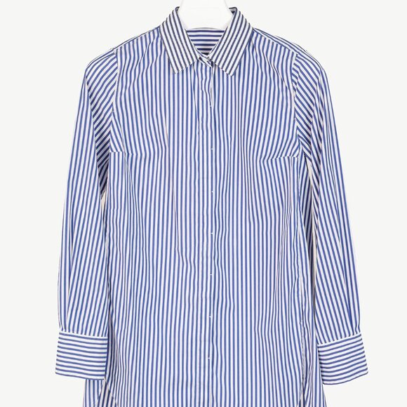Brunello Cucinelli AW/16 Blue White Striped Monili-Bead Shirt